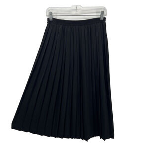 Vintage Leslie Fay Andrea Gayle Long Pleated Skirt 8 Black Elastic Waist Ballet